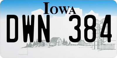 IA license plate DWN384