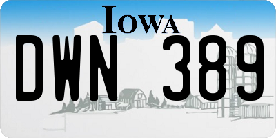 IA license plate DWN389