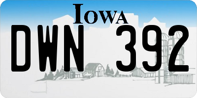 IA license plate DWN392