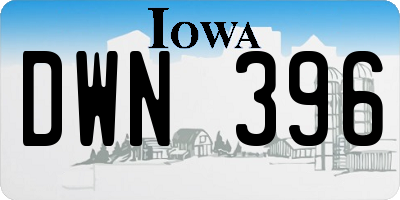 IA license plate DWN396