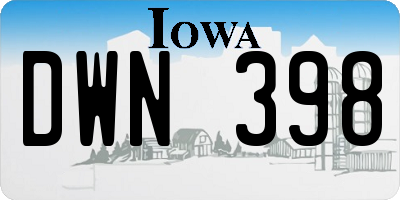 IA license plate DWN398