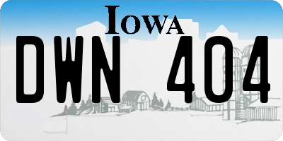 IA license plate DWN404