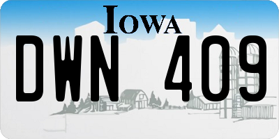 IA license plate DWN409