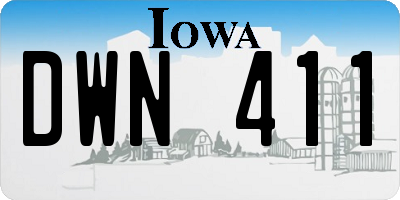 IA license plate DWN411