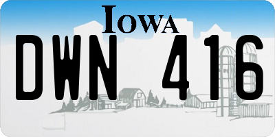 IA license plate DWN416