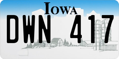 IA license plate DWN417