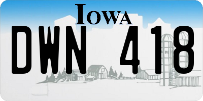 IA license plate DWN418