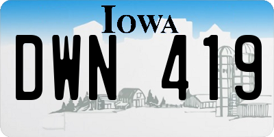 IA license plate DWN419