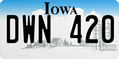 IA license plate DWN420