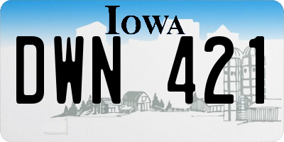 IA license plate DWN421
