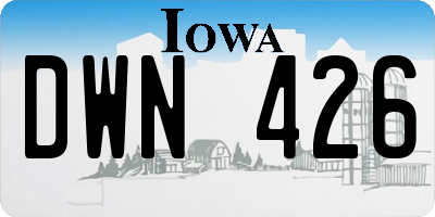 IA license plate DWN426