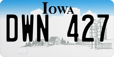 IA license plate DWN427