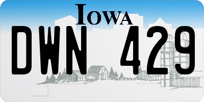 IA license plate DWN429