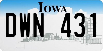IA license plate DWN431