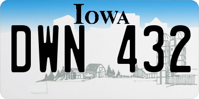 IA license plate DWN432