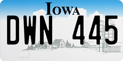IA license plate DWN445