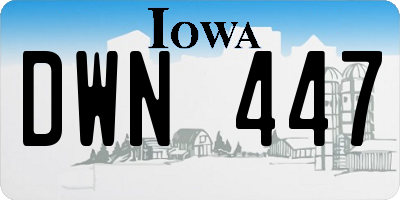 IA license plate DWN447