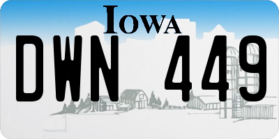 IA license plate DWN449