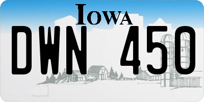 IA license plate DWN450