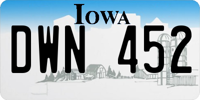 IA license plate DWN452