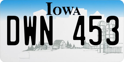 IA license plate DWN453