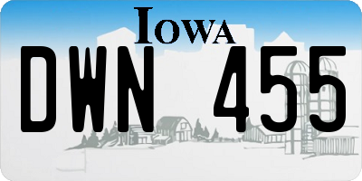 IA license plate DWN455