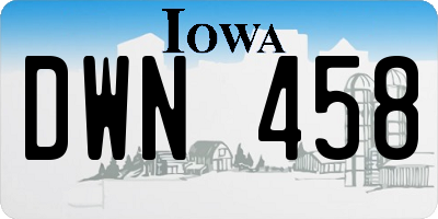 IA license plate DWN458