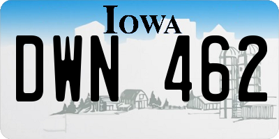 IA license plate DWN462