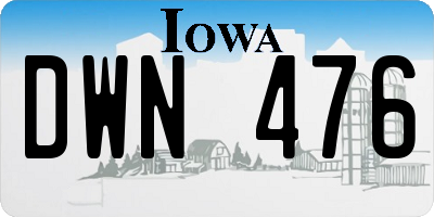 IA license plate DWN476