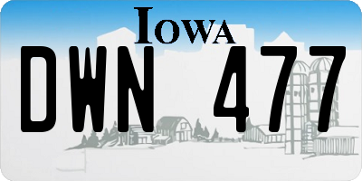IA license plate DWN477