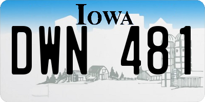 IA license plate DWN481