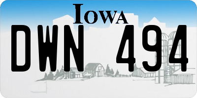 IA license plate DWN494