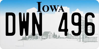 IA license plate DWN496