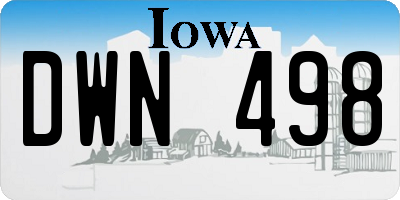 IA license plate DWN498
