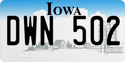 IA license plate DWN502