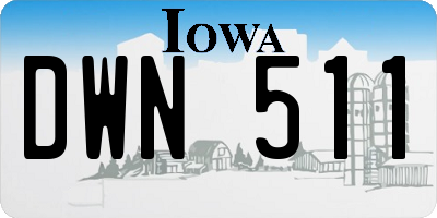 IA license plate DWN511