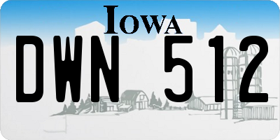 IA license plate DWN512