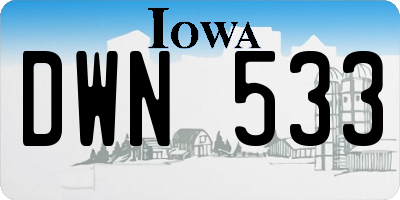 IA license plate DWN533