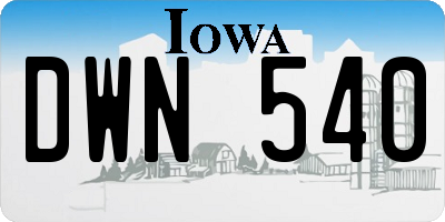 IA license plate DWN540