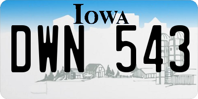 IA license plate DWN543