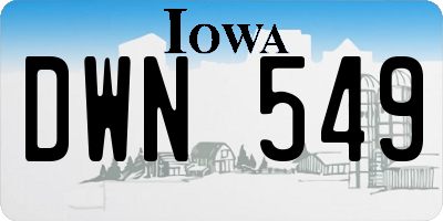 IA license plate DWN549