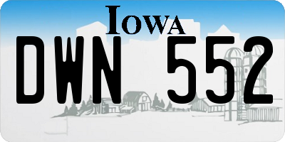 IA license plate DWN552