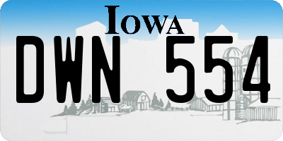 IA license plate DWN554