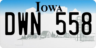 IA license plate DWN558