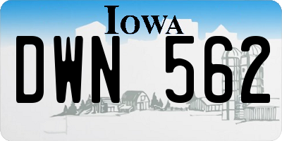 IA license plate DWN562