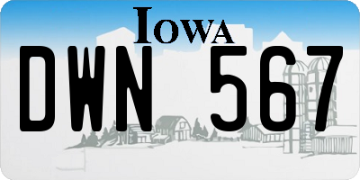 IA license plate DWN567