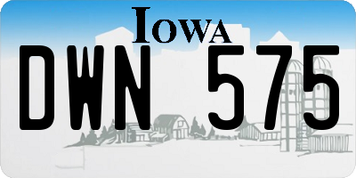 IA license plate DWN575