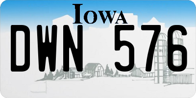 IA license plate DWN576