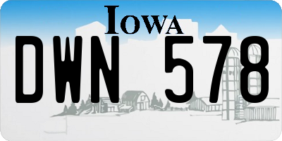 IA license plate DWN578