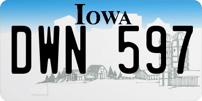 IA license plate DWN597